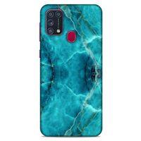 Mermer Desenli (13) Tema Silikon Kap Turkuaz Samsung Galaxy M31 Kılıf