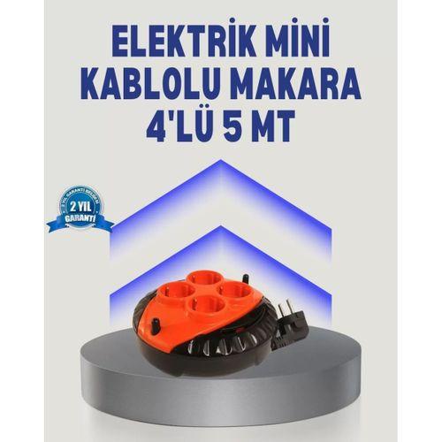 5 Metre Uzatma Kablolu 4 Prizli Makara Kırmızı