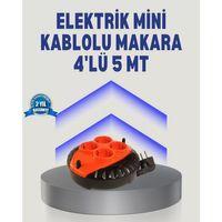 5 Metre Uzatma Kablolu 4 Prizli Makara Kırmızı