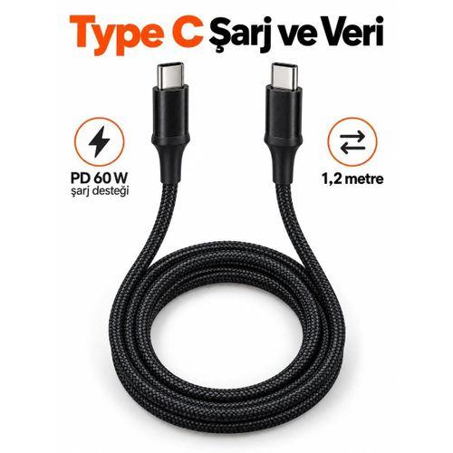 Type C To Type C Led Işıklı Şarj Kablosu 1,2 Metre