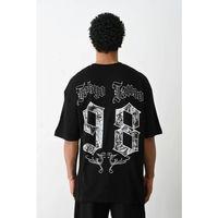 Unisex Baskılı Oversize T-Shirt - Siyah