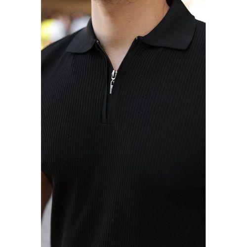 Erkek Fermuarlı Yakalı Kısa Kollu Tshirt