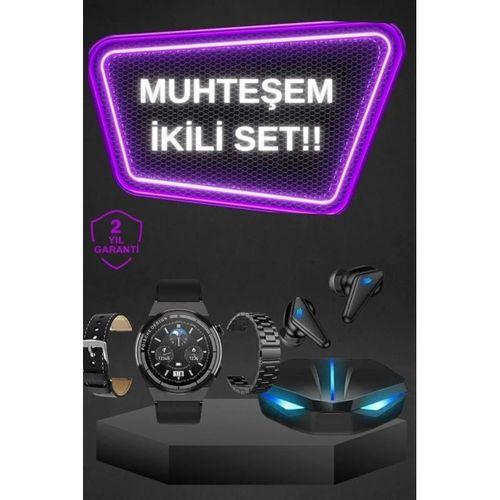 Kablosuz Bluetooth Bağlantılı Kulaklık Ve Dokunmatik Ekran Akıllı Saat Arama Cevaplama