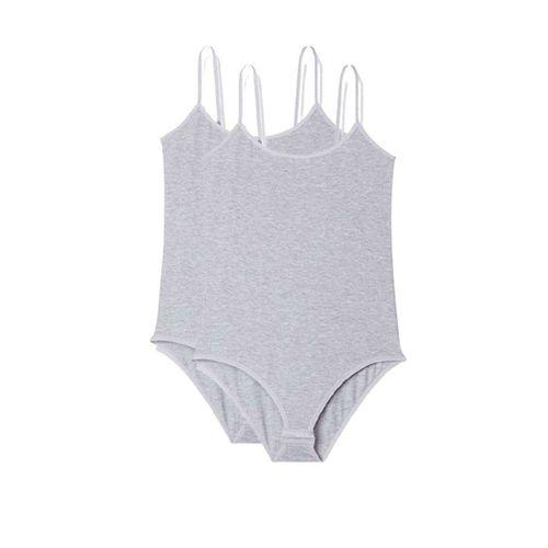 2 Adet İp Askılı Kadın Çıtçıtlı Body Gri
