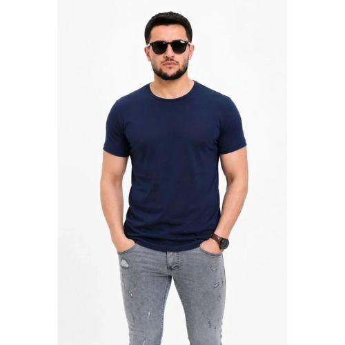 Erkek Basic Tişört Bisiklet Yaka Kısa Kol Günlük Yazlık Slim Fit T-Shirt - Lacivert