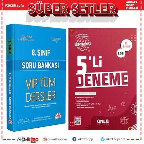 Editör Yayınları 8. Sınıf VİP Tüm Dersler Soru ve Ünlü 5 li Deneme Seti 2 Kitap