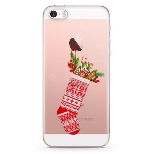 Apple iPhone SE Kılıf Noel Çorabı Arka Kapak Koruma Desenli Full Koruyucu