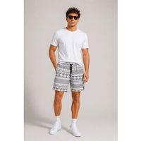 Erkek Dokuma Etnik Desenli Şort Lastikli Bel Bağcıklı Cepli Yazlık Rahat - Gri