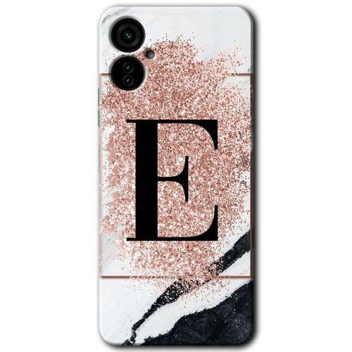 Tecno Camon 19 Neo Kılıf HD Desen Baskılı Arka Kapak - Pembe Mermer Desenli E Harfi