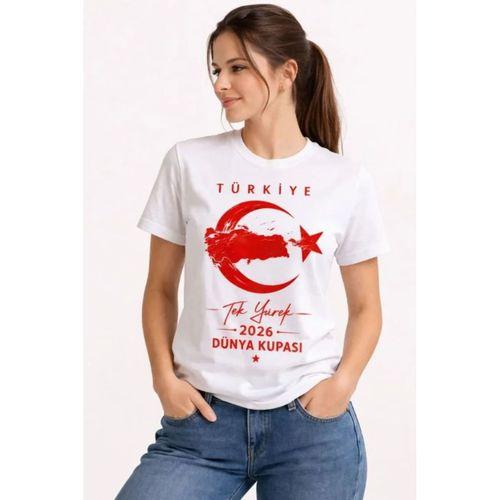 TÜRKİYE Ay Yıldız 2026 Dünya Kupasi Taraftar Forma T-Shirt - Beyaz