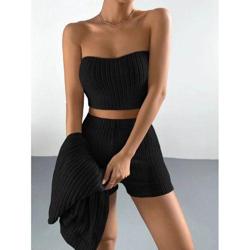 Kadın Uzun Kollu önü Açık şardonlu Kaşkorse Ceket Büstiyer Ve Short üçlü Takım