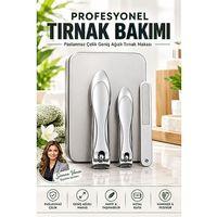 Kalın ve Mantarlı Tırnak Makası Törpü Seti Geniş Ağızlı Manikür Pedikür Seti 3lü Metal Kutulu Eşsiz Bakım/ Kiti Paslanmaz Çelik 723626
