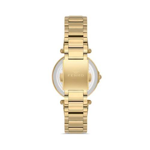 Ferro Quartz Çelik Altın Rengi Gümüş Beyaz Kadran 32 mm Kadın Kol Saati