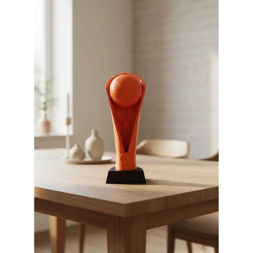 Turuncu Kupa 23cm Basketbol Temalı Dekoratif Ödül Biblosu