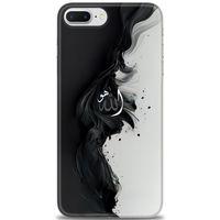 iPhone 8 Plus Kılıf HD Baskılı Kılıf - Siyah ve Beyaz + Tam Ekran Koruyucu