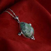 Damla Gümüş Çerçeve Kadın Zümrüt Kolye