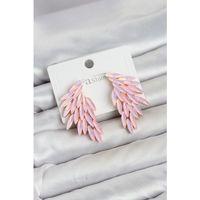 Pembe Renk Kristal Taşlı Kanat Küpe