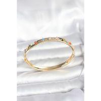 Pirinç Gold Renk Zirkon Taşlı Kelepçe Bileklik