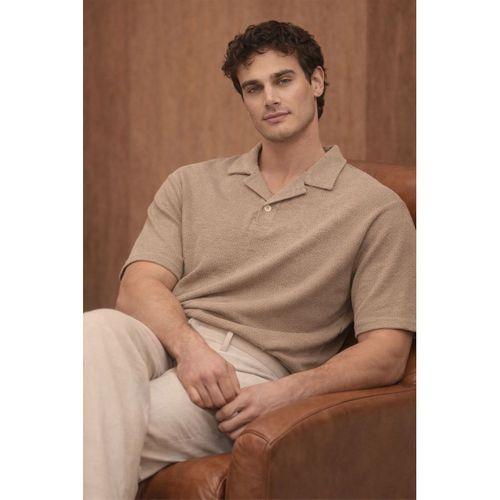 Aretus Şönil Kumaş Regular Fit Tek Düğmeli Polo Yaka Erkek T-Shirt - Bej