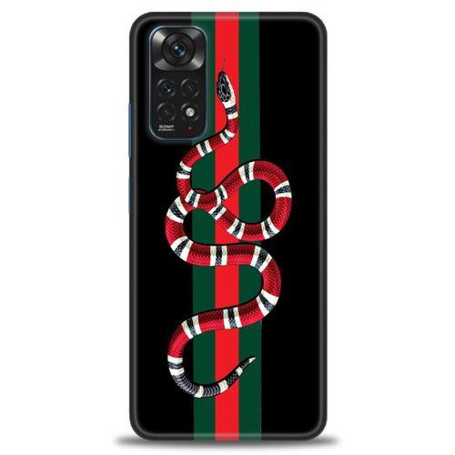 Xiaomi Redmi Note 11S Kılıf HD Baskılı Kılıf - Kırmızı Yeşil Yılan + Tam Ekran Koruyucu
