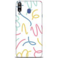 Samsung Galaxy M30 Kılıf HD Baskılı Kılıf - Renkli Çizgiler + Tam Ekran Koruyucu