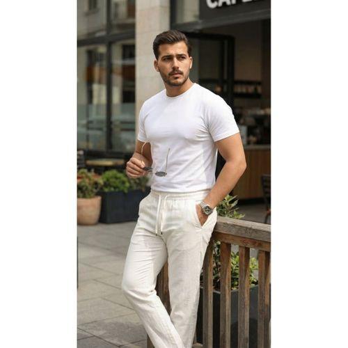 Erkek İç Göstermez Yıkamalı Keten Pantolon