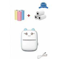 Mini Fotoğraf Yazıcı Kablosuz Etiket Yazıcı Baskı Makinesi Ios Android Uyumlu Termal Printer Mavi