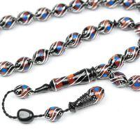 Oltu Taşı ve Galalith Beyzi Çift Çeşmi İşlemeli Tespih