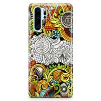 Huawei P30 Pro Kılıf Piknik Doodle Arka Kapak Koruma Desenli Full Koruyucu