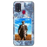 Samsung Galaxy M31 Kılıf Atatürk (19) Kılıfları Mavi Mermer