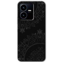 Vivo Y35s Kılıf HD Desen Baskılı Arka Kapak - Siyah Mandala