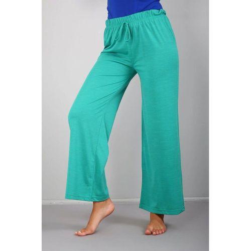 Bayan Penye Bol Paça Pantolon Yeşil