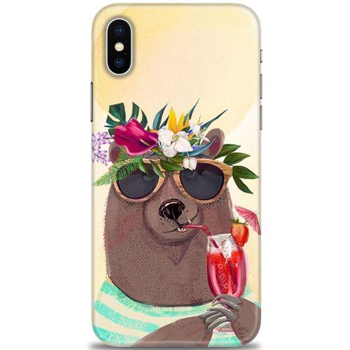 iPhone XS Kılıf HD Baskılı Kılıf - Keyifli Ayı + Tam Ekran Koruyucu