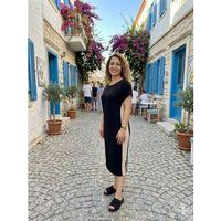 Kadın Bisiklet Yaka Yanı Parça Ve Yırtmaç Detay Midi Boy Elbise