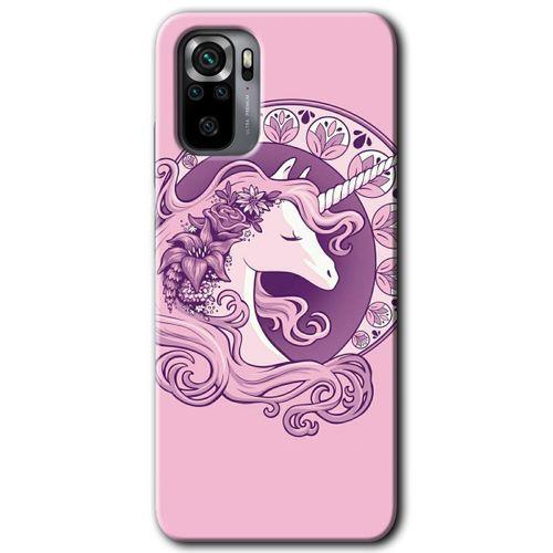Redmi Note 10 Kılıf HD Desen Baskılı Arka Kapak - Unicorn-Pembe + Kırılmaz Cam
