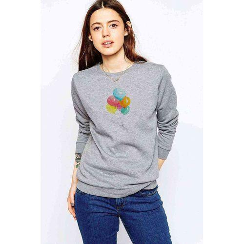 Watercolor Balloons Colors Baskılı Gri Kadın Sweatshirt