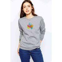Watercolor Balloons Colors Baskılı Gri Kadın Sweatshirt
