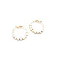 Mineli Halka Küpe - Beyaz