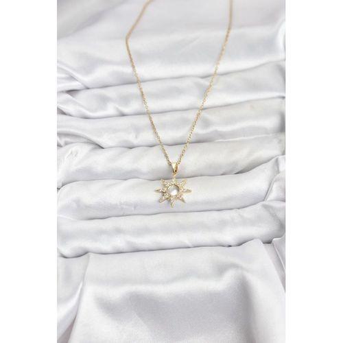316L Çelik Zincir Gold Renk Kutup Yıldızı Model Zirkon Taşlı Kadın Kolye
