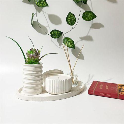 Dekoratif Beton Vazo, Kutu Mum ve Oda Kokusu Set
