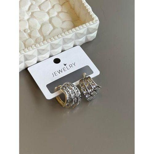 Taşlı Halka Küpe - Altın