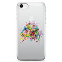 Apple iPhone 8 Kılıf Suluboya Afiş Arka Kapak Koruma Desenli Full Koruyucu