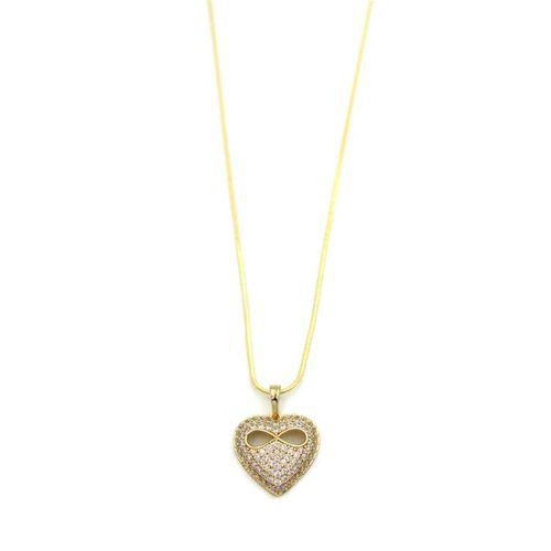 Sonsuz Aşk Taşlı Kalp Kolye - 14K Altın