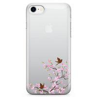 Apple iPhone 8 Kılıf Peony Kuşlar Arka Kapak Koruma Desenli Full Koruyucu