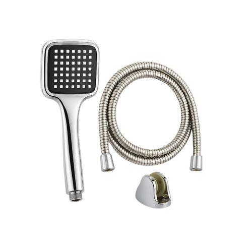 Siyah Duş Başlığı Seti Spiral Hortumlu El Duşu Ve Duvar Askısı Banyo Seti