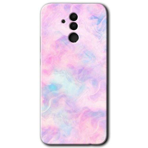 MRCİLETİSİM Huawei Mate 20 Lite Kılıf HD Desen Baskılı Arka Kapak + Temperli Cam - Pembe-Duman