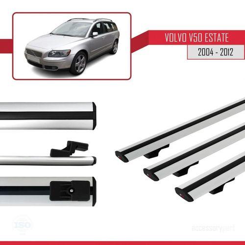 Volvo V50 Estate 2004-2012 Arası ile uyumlu Basic Model Ara Atkı Tavan Barı GRİ 3 ADET