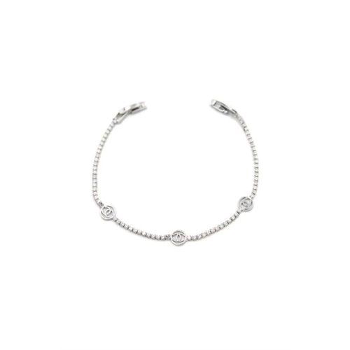Taşlı CC Bileklik - Gümüş