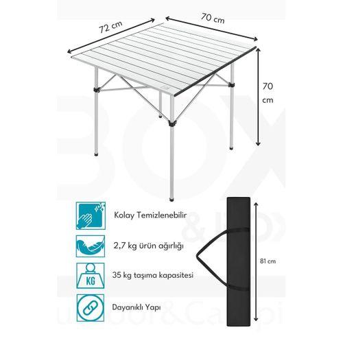 Box&Box Alüminyum, Katlanabilir Kamp ve Piknik Masası, Omuz Askılı Taşıma Çantasıyla XL, Gri