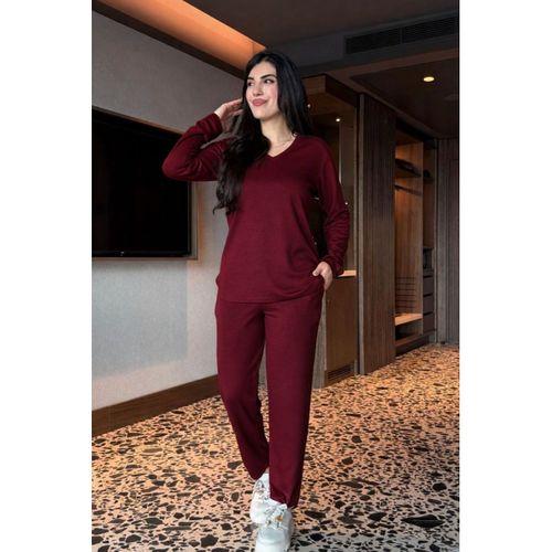 Kadın V Yaka Bluz Ve Pantolon Ikili Takım